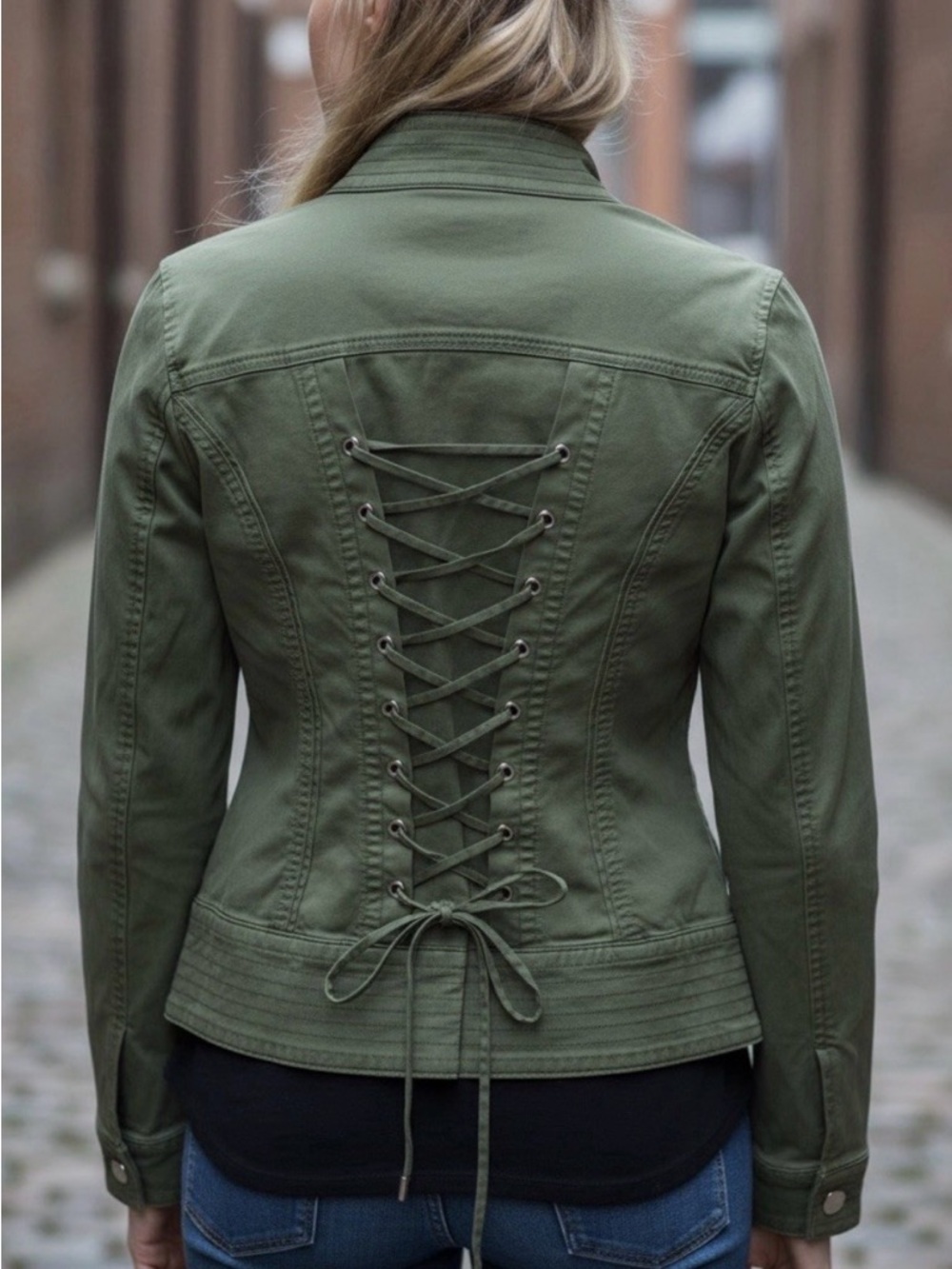 White House black Market lace up back military